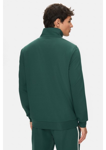 Halston Koyu Yeşil Fermuarlı ve Cepli Baskılı Standard Fit Erkek Sweatshirt modelleri