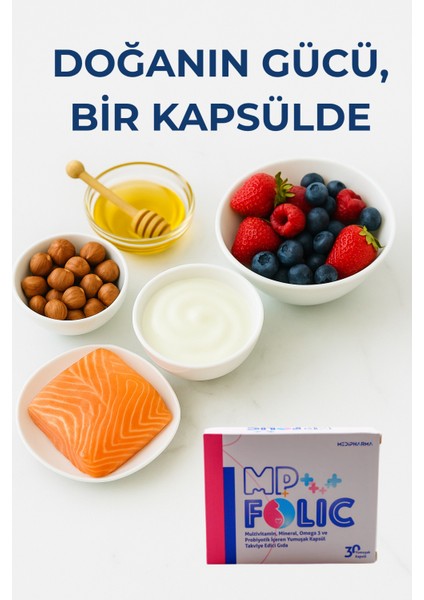 Mp Folic 30 Tablet Multivitamin, Mineral, Omega-3 ve Probiyotik Içeren Takviye Edici Gıda fırsatları