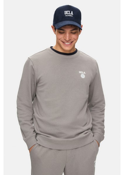 Valley Grafit Bisiklet Yaka Baskılı Standard Fit Erkek Sweatshirt