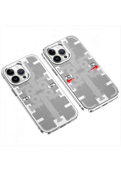 iPhone 13 Pro Max Kılıf Mekanik Bumper Kapak - Gümüş (K95)