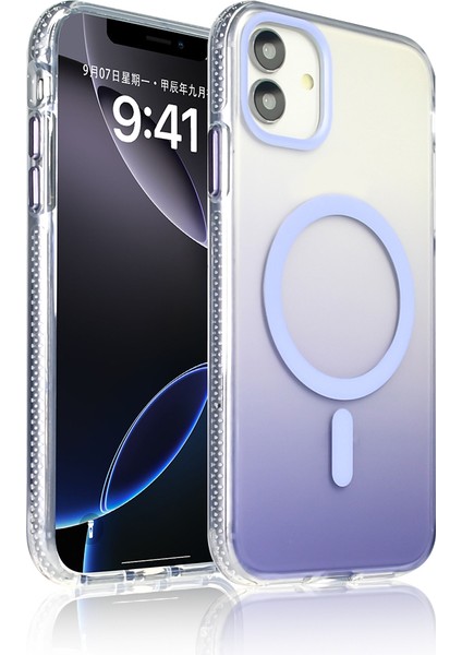 iPhone 11 Kılıf M-Safe Şarj Özellikli Transparan Renk Geçişli Mkst Toros Kapak - Siyah fiyatları