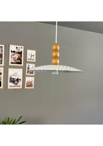 Zetra Beyaz Metal Tekli Avize Üçlü Ahşap Boncuk Başlık Mutfak Modern Dekoratif Sarkıt Aydınlatma fiyatları