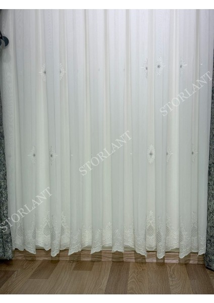 Efsun Gri Bambu Serpme Tül Perde Ütü Gerektirmeyen Kalın Kumaş 275 x 270 cm fırsatları