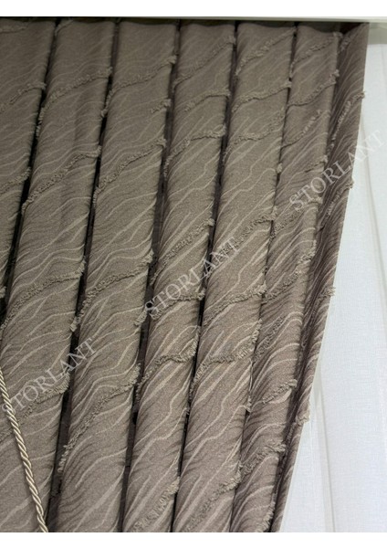 Puffy Aqua Kahve Fon Perde – Lüks Tek Kanat, 1/3 Sık Pile, Aksesuar Hediyeli fiyatları