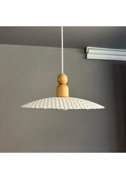 Zetra Beyaz Metal Avize Tekli Kalın Ahşap Boncuk Başlık Mutfak Modern Dekoratif Sarkıt Aydınlatma fiyatları