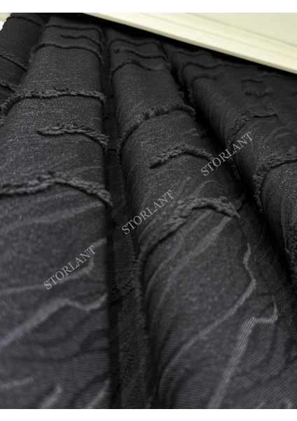 Puffy Aqua Anrasit Fon Perde – Lüks Tek Kanat, 1/3 Sık Pile, Aksesuar Hediyeli - Yüksek Kalite fiyatları