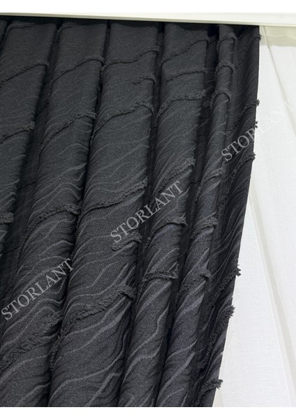 Puffy Aqua Anrasit Fon Perde – Lüks Tek Kanat, 1/3 Sık Pile, Aksesuar Hediyeli modelleri