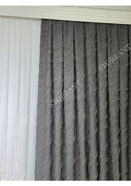 Puffy Aqua Gri Fon Perde – Lüks Tek Kanat, 1/3 Sık Pile, Aksesuar Hediyeli indirimleri