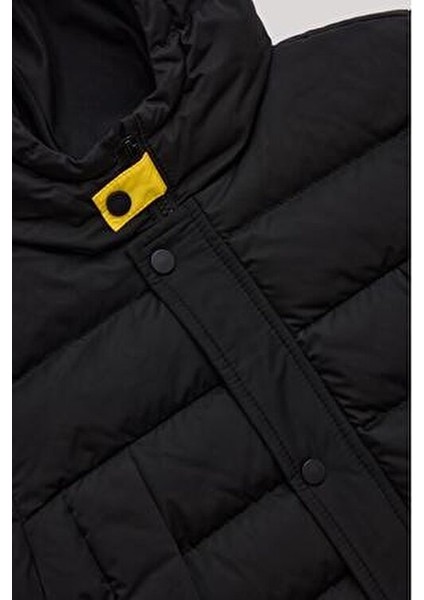 Bg Store Erkek Çocuk Siyah Kapüşonlu Mont Kalın Dokuma Günlük Kullanım İçin