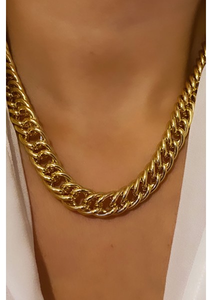 Örgü Zincir Gold Renk Kolye