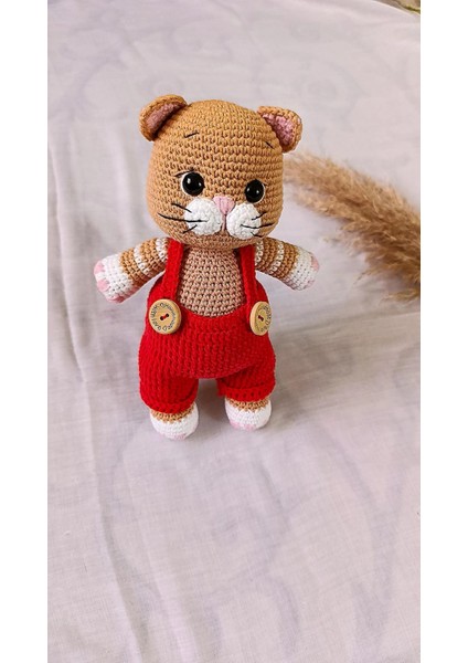 Amigurumi Sevimli Kedicik Organik Örgü Oyuncak Uyku Arkadaşı