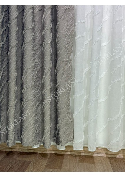 Puffy Aqua Toprak Fon Perde – Lüks Tek Kanat, 1/3 Sık Pile, Aksesuar Hediyeli - Yüksek Kalite indirimleri