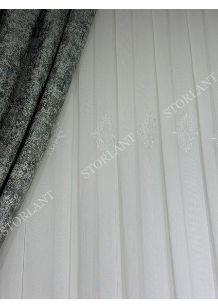 Efsun Krem Bambu Serpme Tül Perde | Ağır Gramajlı, 1/3 Sık Pileli, Ütü Gerektirmez