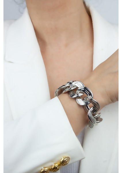 Metalize Kalın Zincir Bileklik
