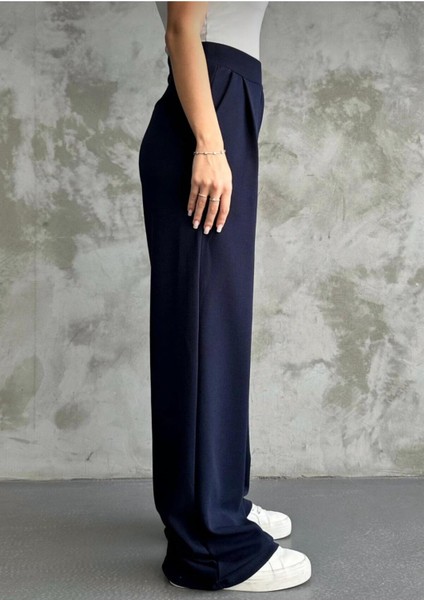 Kadın Likralı Cırt Kapama Palazzo Pantolon