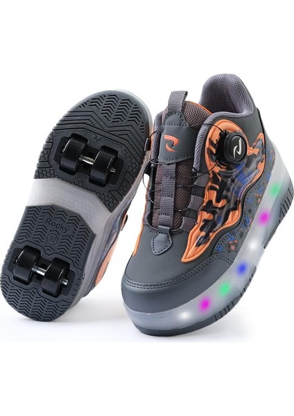 Flames Çocuk Patenli, Işıklı Rahat Füme-Turuncu ve Günlük Ayakkabı&sneaker | Yeni Model Tarz Patenli Kaykay Ayakkabı