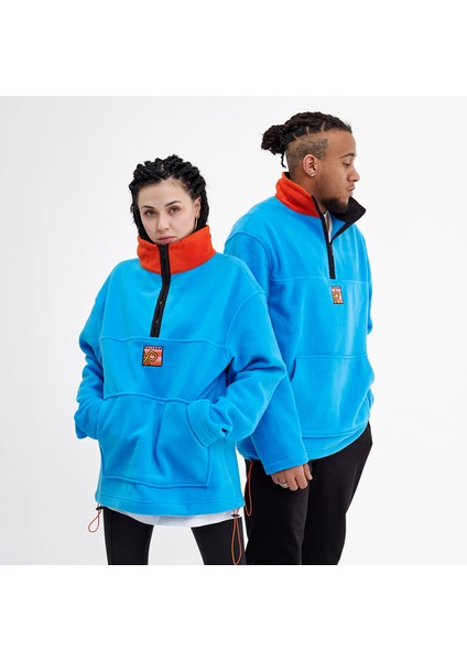 Logo Nakışlı Polar Sweatshirt Yüksek Yakalı Yarım Fermuarlı fiyatları