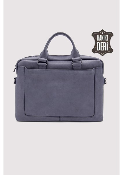 Hakiki Deri Laptop Evrak Çantası Lacivert SMR7644