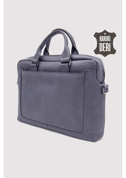 Hakiki Deri Laptop Evrak Çantası Lacivert SMR7644