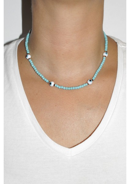 Göz Nazar Boncuklu Mavi Kolye