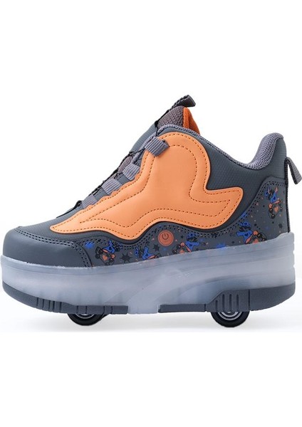 Flames Çocuk Patenli, Işıklı Rahat Füme-Turuncu ve Günlük Ayakkabı&sneaker | Yeni Model Tarz Patenli Kaykay Ayakkabı modelleri