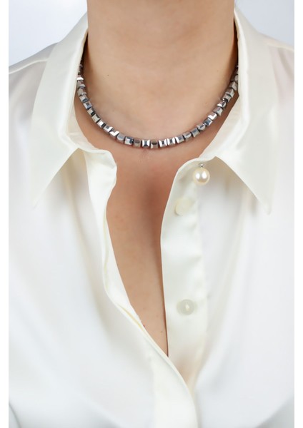 Küp Cam Kristal Kolye