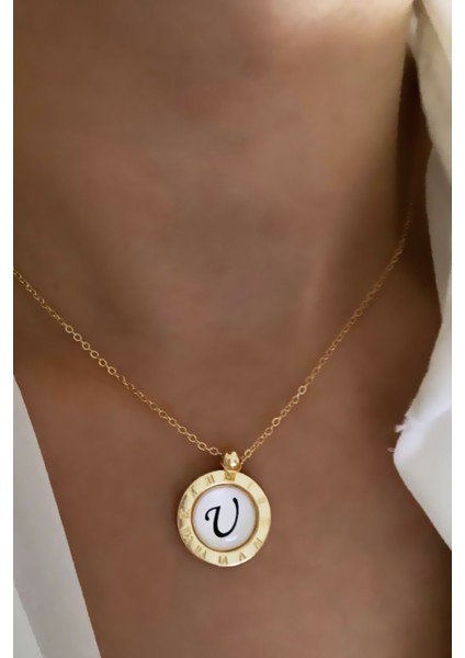 Ince Zincirli Harf Kolye U Harfi
