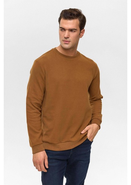 O Yaka Selanik Koyu Kahve Erkek Sweatshirt SW2013700013