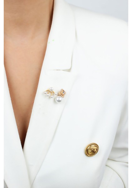 Inci Detay Yaka Iğnesi Ikili Set