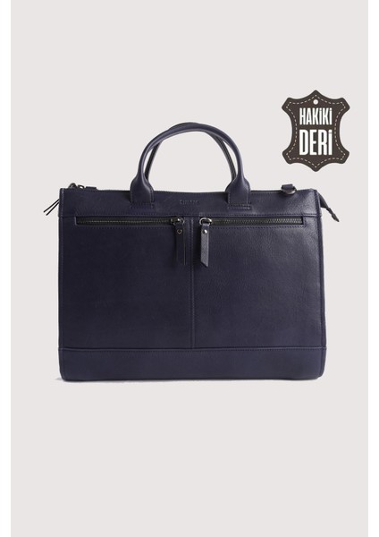 Hakiki Deri Erkek Evrak Çantası Lacivert SMR6981