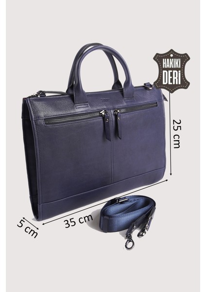 Hakiki Deri Erkek Evrak Çantası Lacivert SMR6981 fiyatları