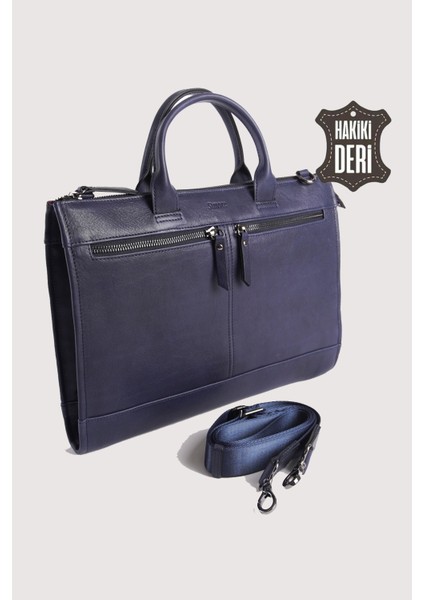 Hakiki Deri Erkek Evrak Çantası Lacivert SMR6981 fırsatları