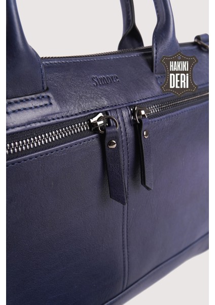 Hakiki Deri Erkek Evrak Çantası Lacivert SMR6981 indirimleri