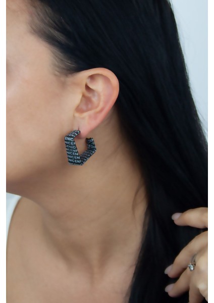 Nıce Yazılı Geometrik Tasrım Küpe