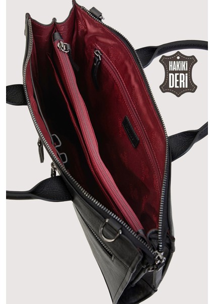 Hakiki Deri Erkek Evrak Çantası Siyah SMR6981 fırsatları