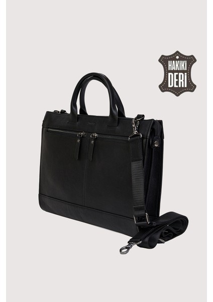 Hakiki Deri Erkek Evrak Çantası Siyah SMR6981 indirimleri