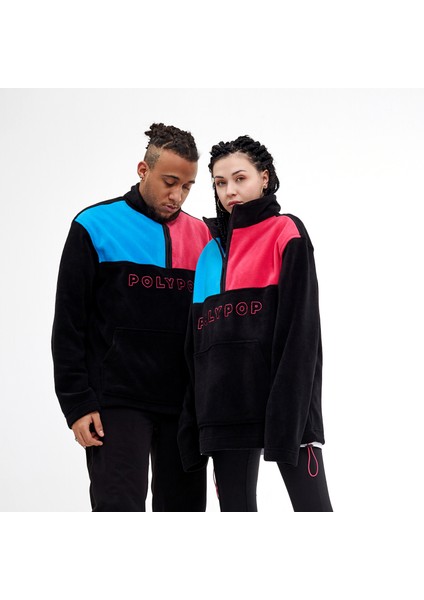 Logo Nakışlı Polar Sweatshirt Yüksek Yakalı Yarım Fermuarlı fiyatları