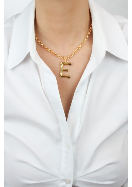 Gold Zincir E Harf Kolye E Harfi
