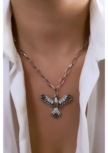 Zirkon Taşlı Anka Kuşu Kolye