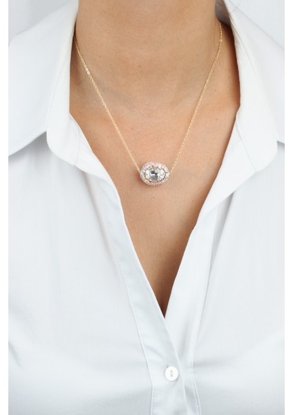 Ince Zincir Kristal Uçlu Kolye