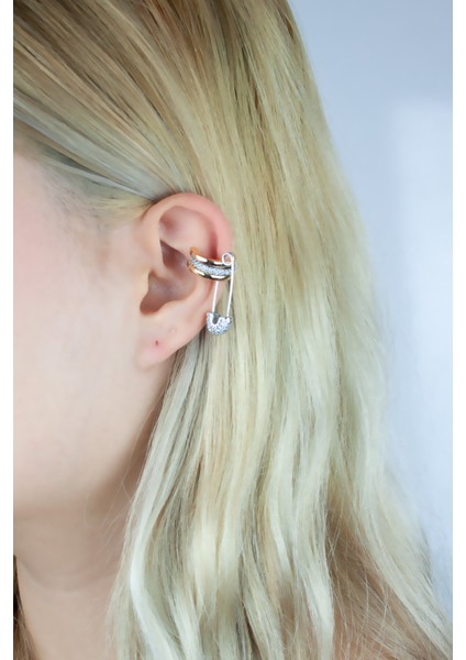 Zirkon Taşlı Çengelli Iğne Figürlü Kıkırdak Küpe