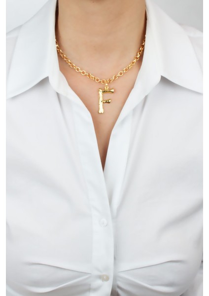 Gold Zincir F Harf Kolye F Harfi