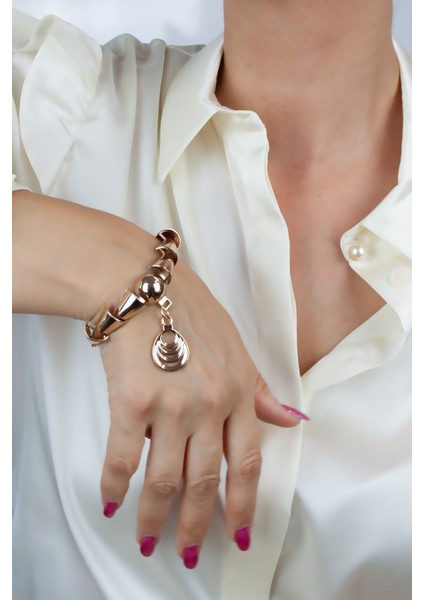 Halka Zincir Bronz Uçlu Tasarım Bileklik