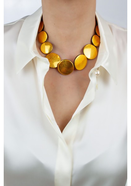 Yuvarlak Tasasrım Simli Kadın Kolye