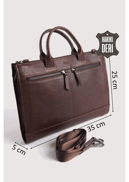 Hakiki Deri Erkek Evrak Çantası Kahverengi SMR6981 fiyatları