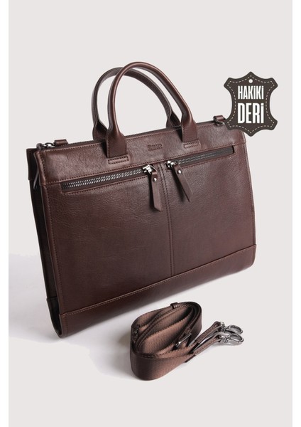 Hakiki Deri Erkek Evrak Çantası Kahverengi SMR6981 fırsatları