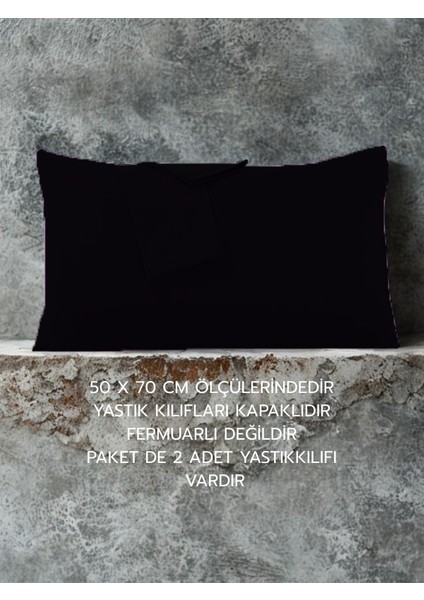 Pamuklu Düz Kumaştan Kapaklı Yastık Kılıfı 2 Adet