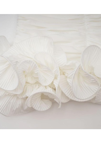 Sylvie Dantelli Mini Beyaz Etek , Abiye Fırfırlı Mini Beyaz Etek , Beyaz Etek indirimleri