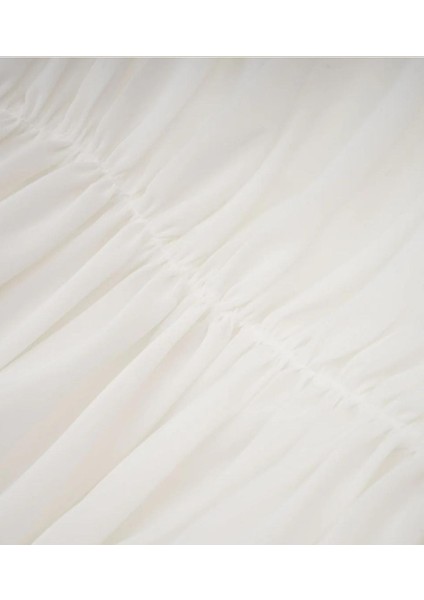 Sylvie Dantelli Mini Beyaz Etek , Abiye Fırfırlı Mini Beyaz Etek , Beyaz Etek