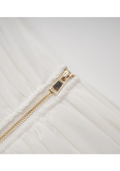 Sylvie Dantelli Mini Beyaz Etek , Abiye Fırfırlı Mini Beyaz Etek , Beyaz Etek